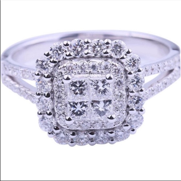 💯 NEW 925 STERLING SILVER DIAMOND HALO RING, CUTE RING, SHINY RING. - Picture 7 of 7